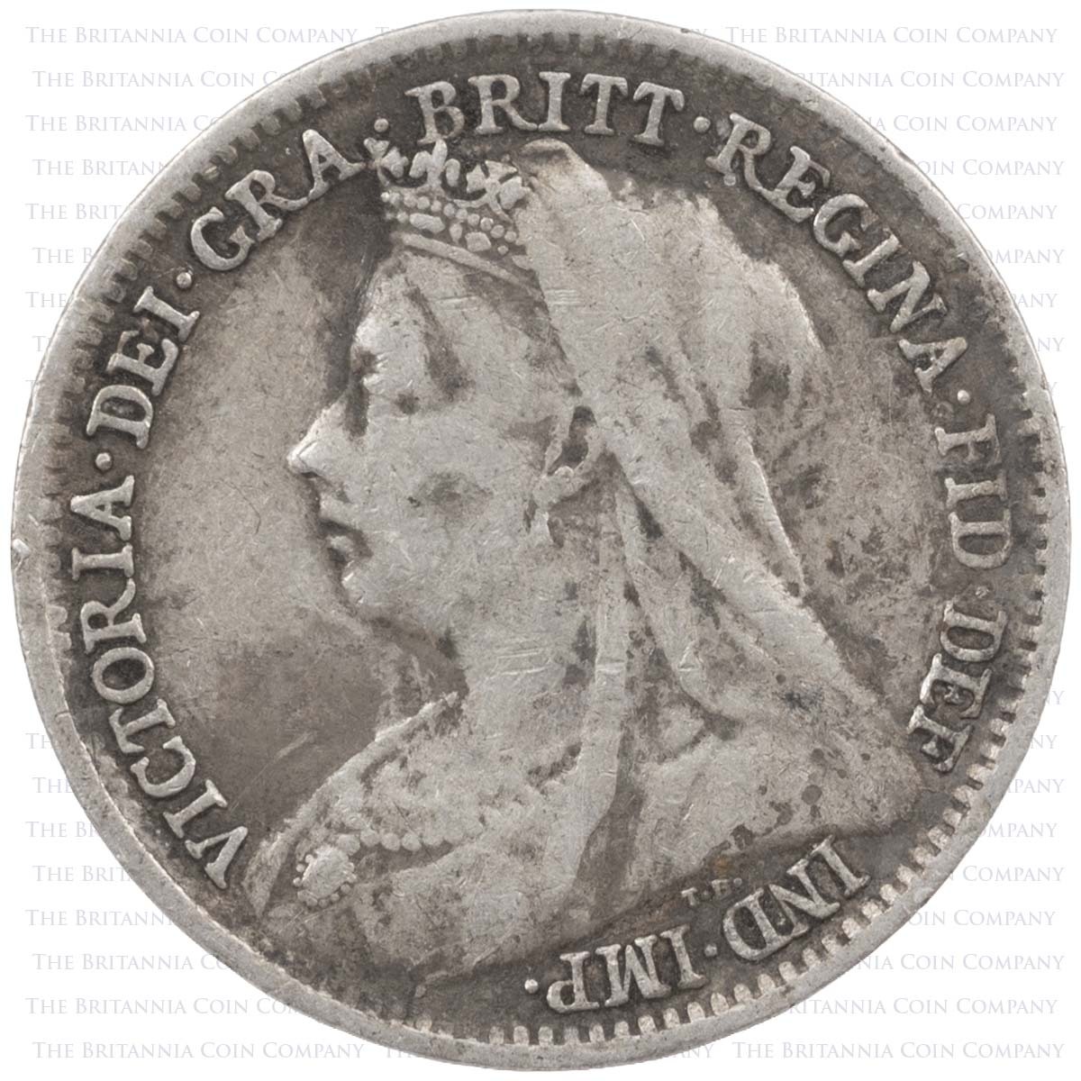 1898 Threepence Victoria Silver Coin Obverse