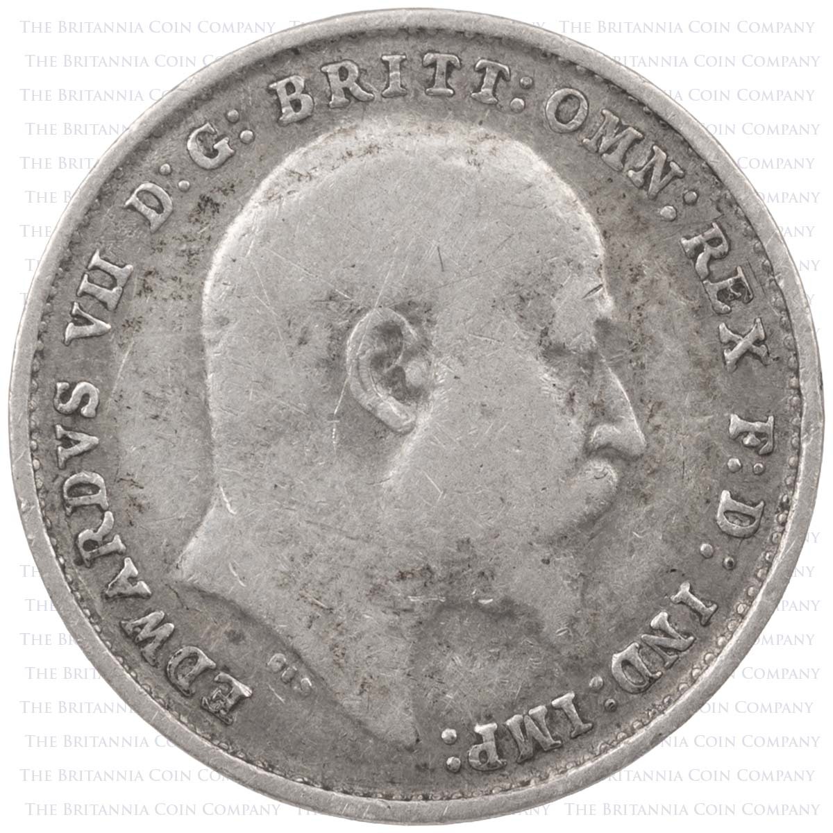 1905 Threepence Edward VII Silver Coin Obverse