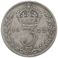 1922 Threepence George V Silver Coin Thumbnail