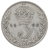 1925 Threepence George V Silver Coin Thumbnail