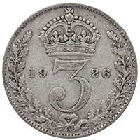 1926 Threepence George V Silver Coin Thumbnail