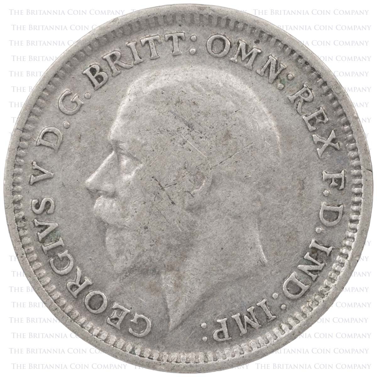 1928 Threepence George V Silver Coin Obverse
