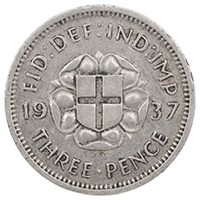 1937 Threepence George VI Silver Coin Thumbnail
