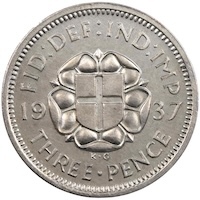 1937 Threepence George VI Silver Proof Coin Thumbnail
