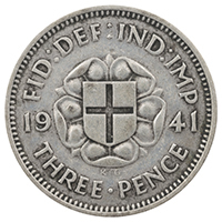 1941 Threepence George VI Silver Coin Thumbnail