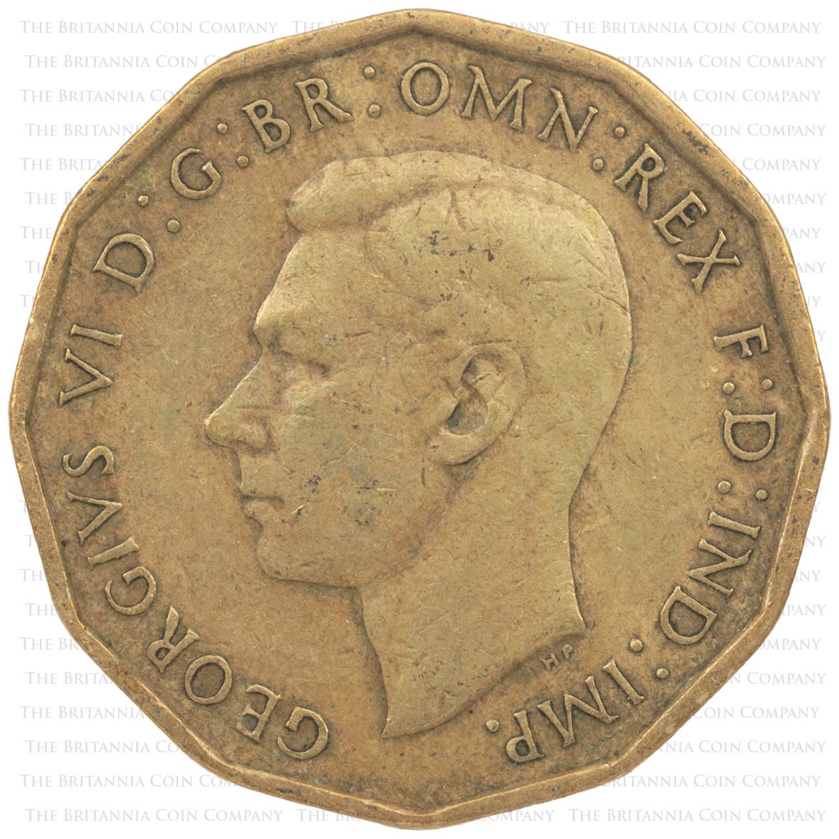 1945 Threepence George VI Nickel Brass Coin Obverse