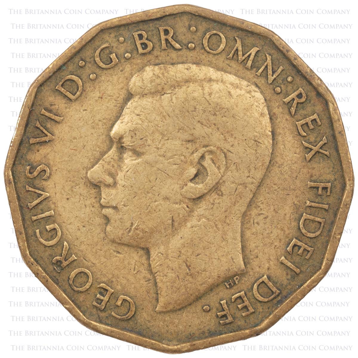 1949 Threepence George VI Nickel Brass Coin Obverse