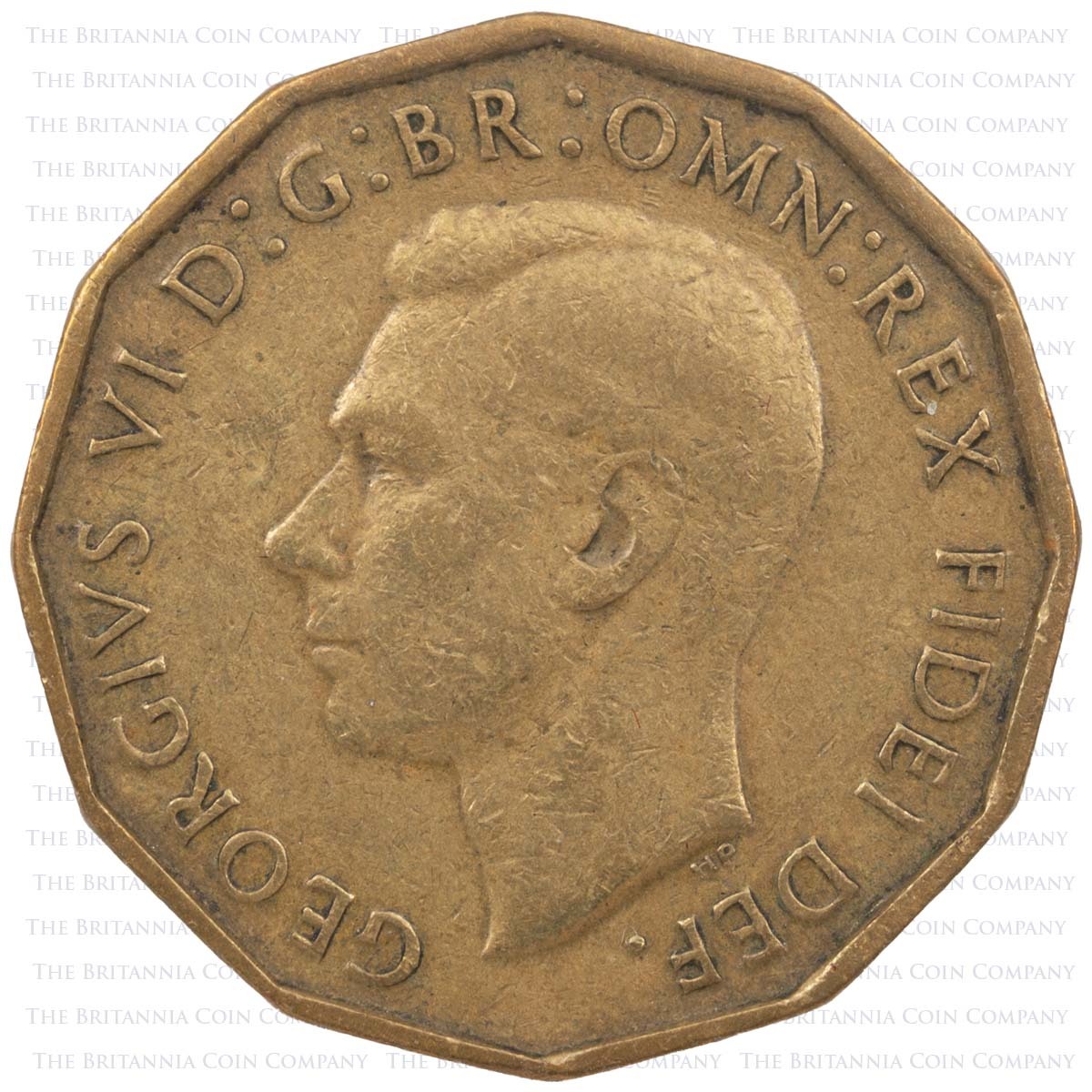 1952 Threepence George VI Nickel Brass Coin Obverse