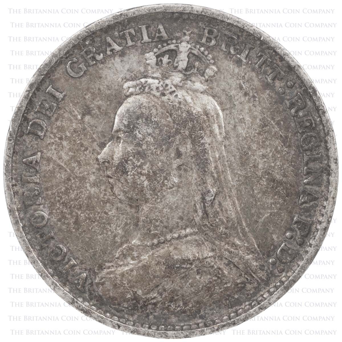 1888 Threepence Victoria Silver Coin Obverse