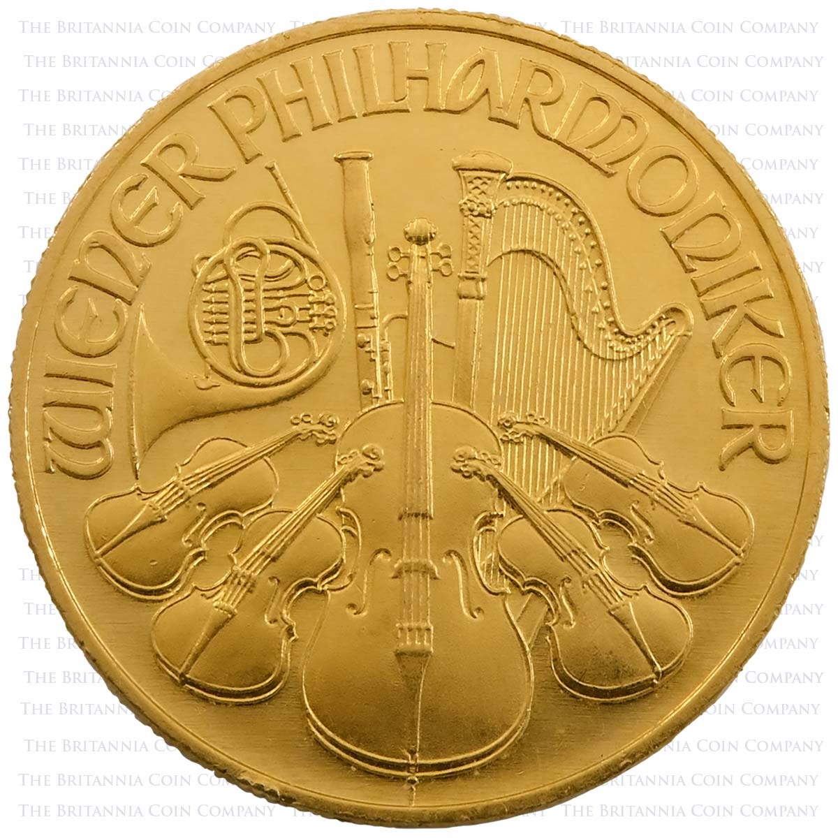 Austria 24 Carat Gold 1/4oz Vienna Philharmonic Philharmoniker Reverse