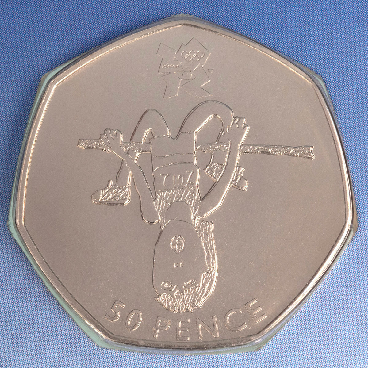 2009 London Olympics Athletics 50p Brilliant Uncirculated Coin Winner's Edition Blue Peter Reverse