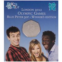 2009 London Olympics Athletics 50p Brilliant Uncirculated Coin Winner's Edition Blue Peter Thumbnail