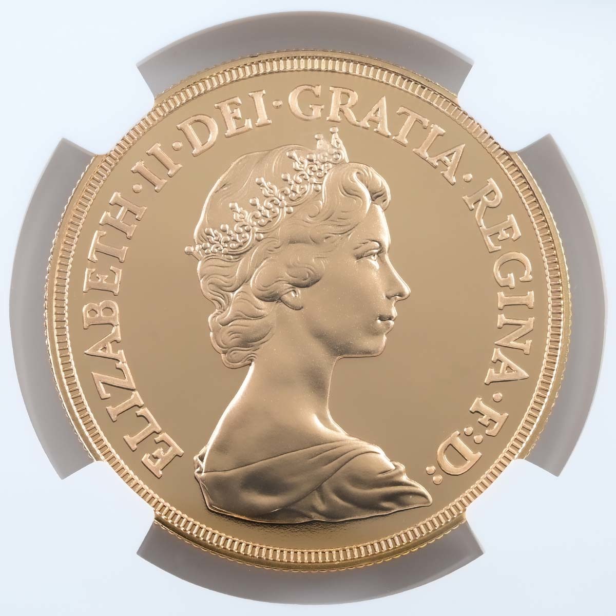 1984 Elizabeth II Gold Proof Five Sovereign PF 70 Ultra Cameo Obverse