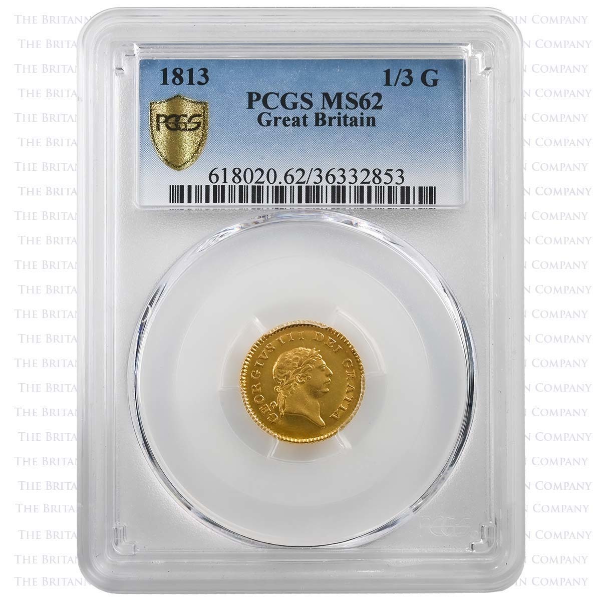 1813 George III Gold Military Third Guinea PCGS MS62 Obverse