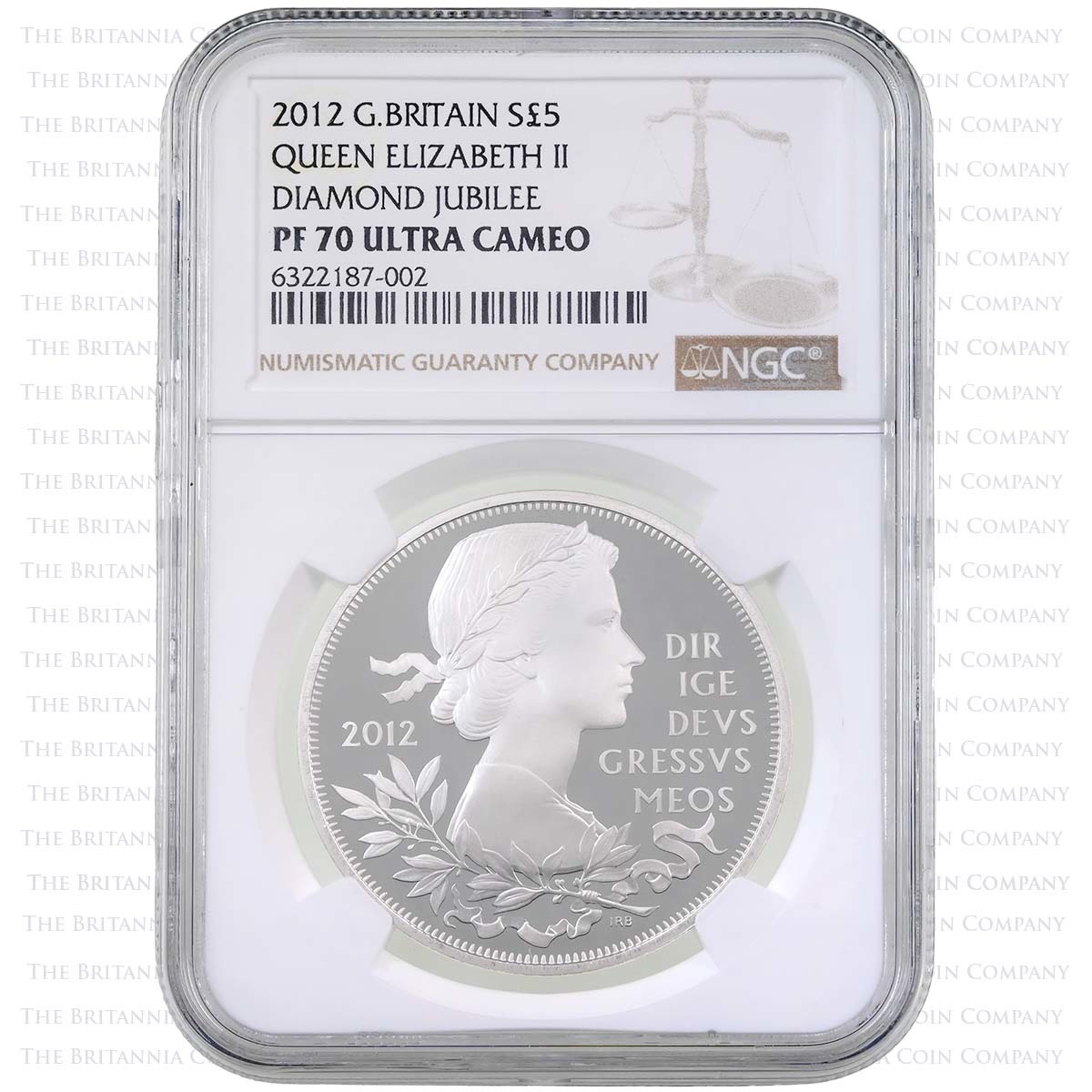 UK12DJSP 2012 Elizabeth II Diamond Jubilee £5 Crown Silver Proof Coin NGC Graded PF 70 Ultra Cameo Holder