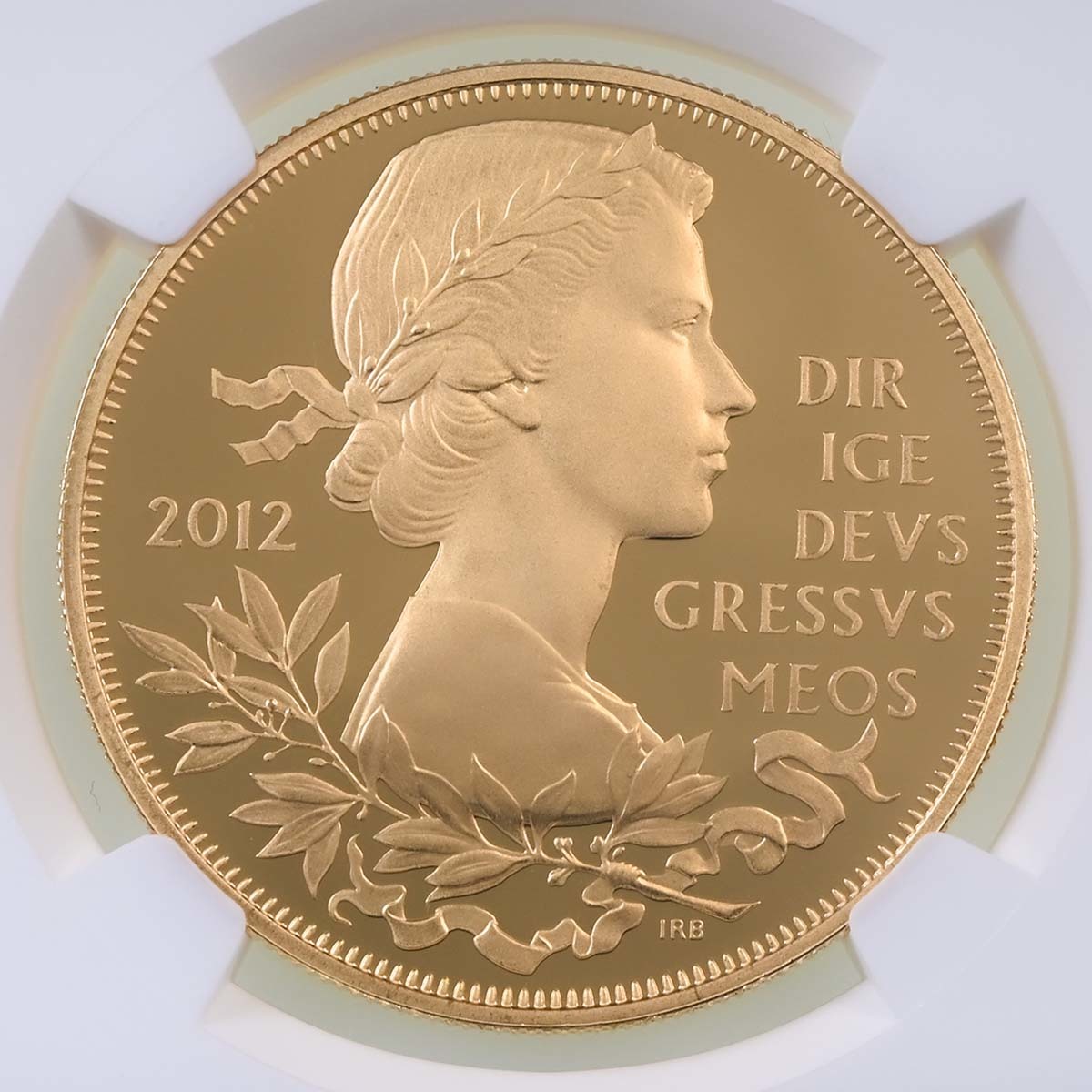 2012 Diamond Jubilee £5 Gold Plated Gilt Silver Proof Coin NGC Graded PF 70 Ultra Cameo Reverse