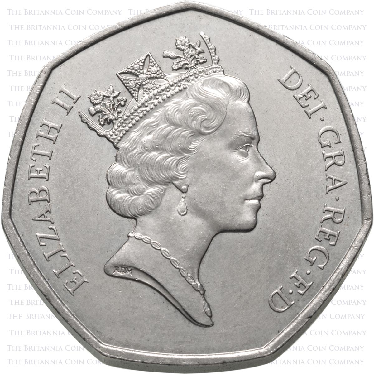 1992-1993 Dual Dated European Presidency Single Market Circulated Fifty Pence Coin Obverse