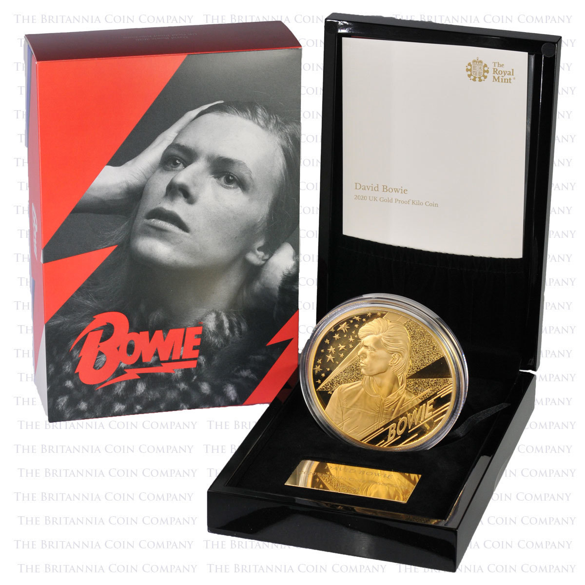 2020 Music Legends David Bowie 1 Kilo Gold Proof Certificate #1 Boxed