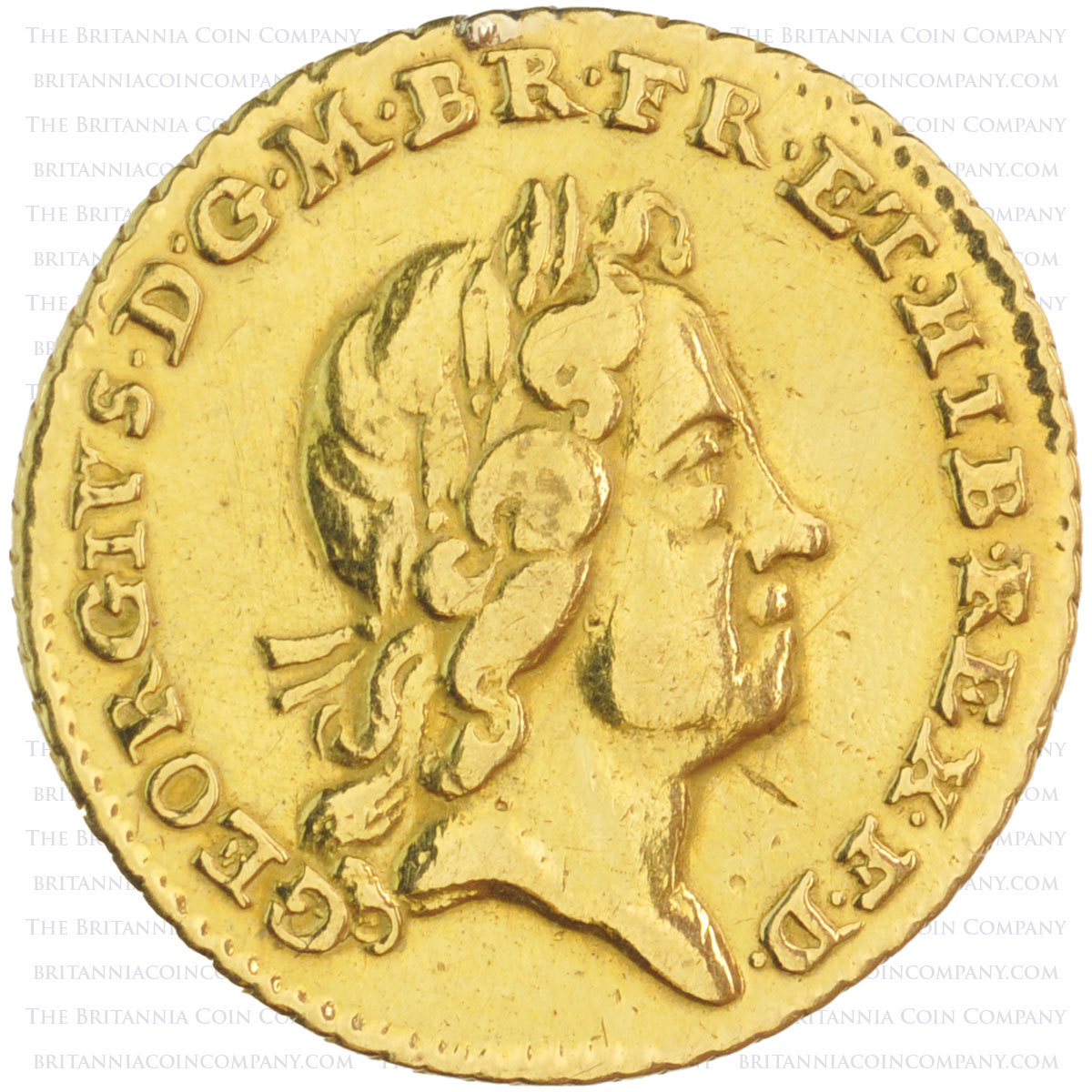 1718 George I Gold Quarter Guinea Obverse 