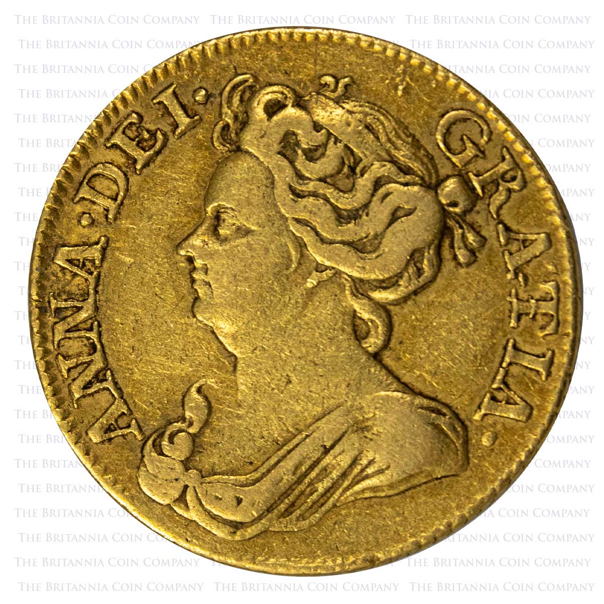 1714 Queen Anne Full Gold Guinea Obverse
