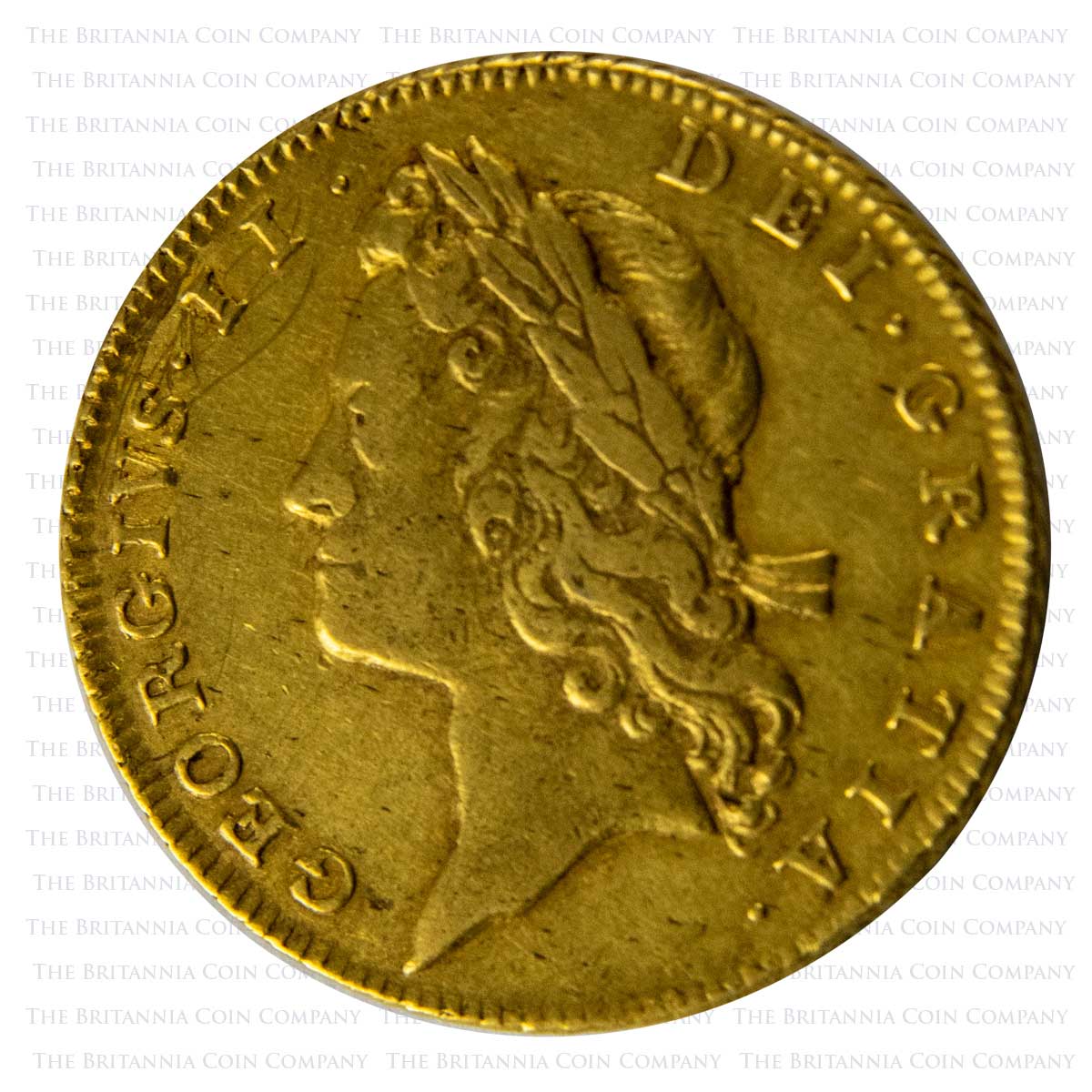 1731 George II Full Gold Guinea Fifth Bust Obverse