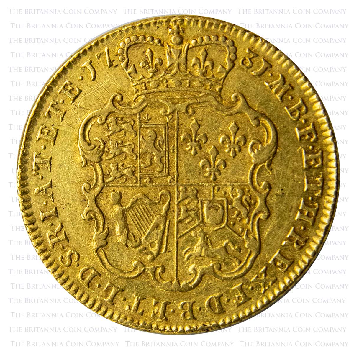 1731 George II Full Gold Guinea Fifth Bust Reverse