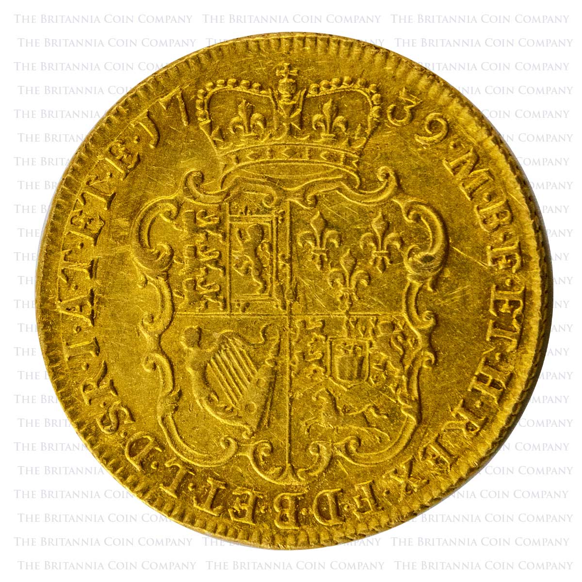 1739 George II Full Gold Guinea Reverse