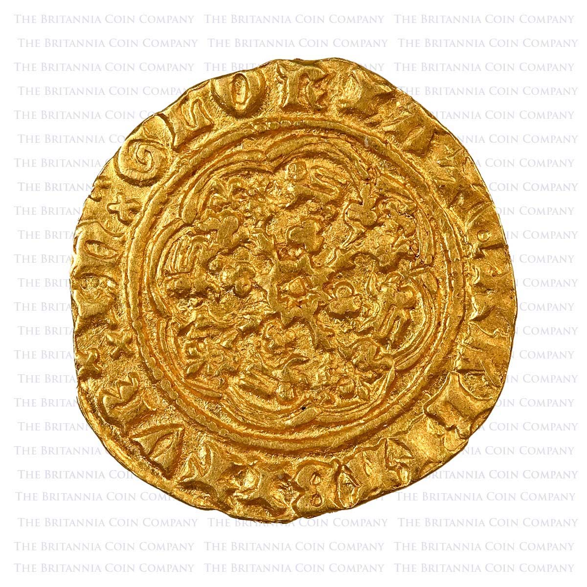 1377-1399 Richard II Gold Quarter Noble Rare Ib/IIIa Mule Reverse