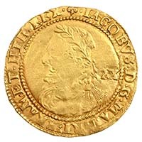 1624 James I Gold Laurel Fourth Head MM Trefoil Thumbnail