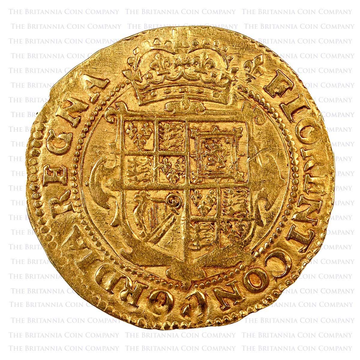 1625 Charles I Hammered Gold Unite MM Lis Reverse