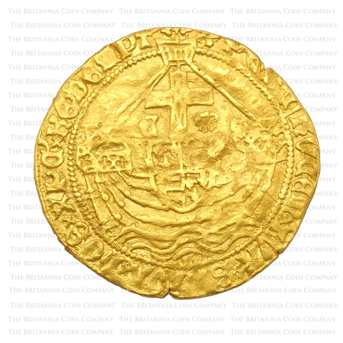 G71-0021480-1483 Edward IV Hammered Gold Angel MM Heraldic Cinquefoil Reverse