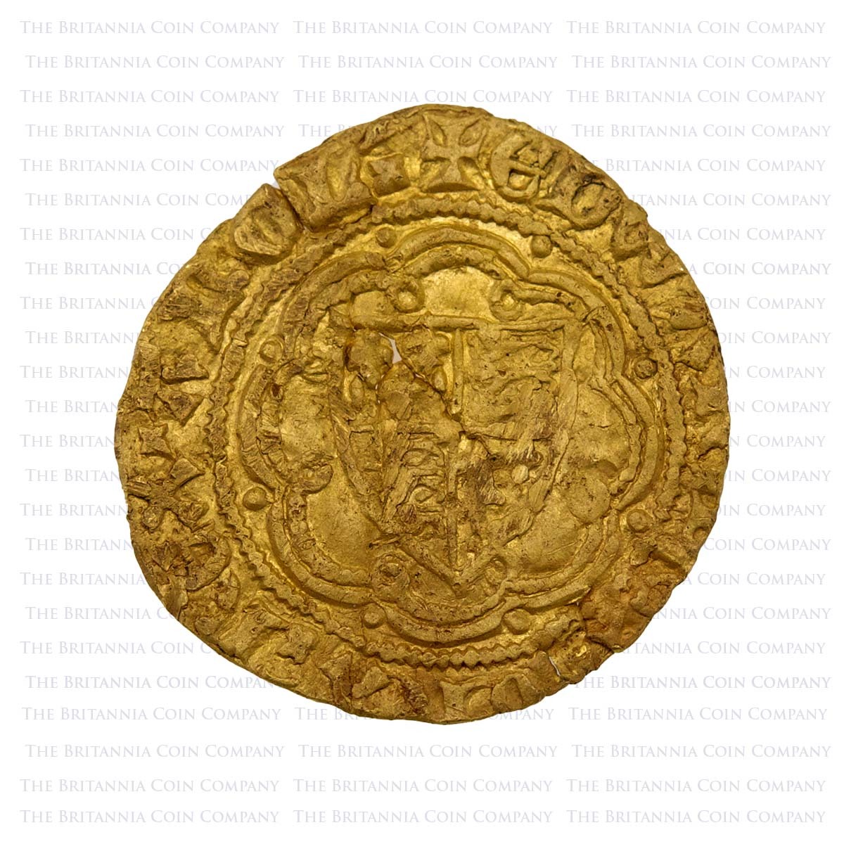 1361 Edward III Gold Quarter Noble Transitional Treaty Period Obverse