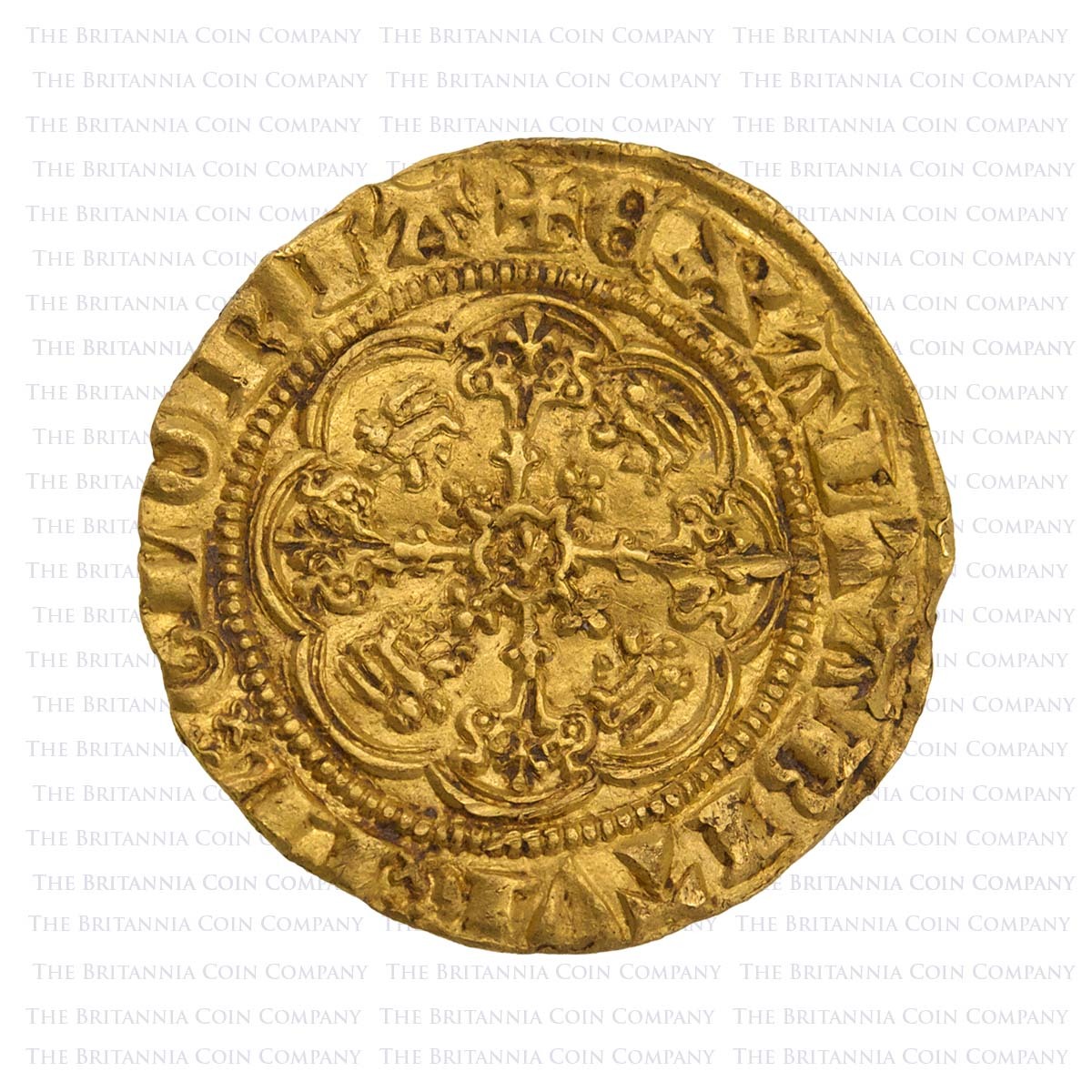 1361-1369 Edward III Gold Quarter Noble Treaty Period Reverse