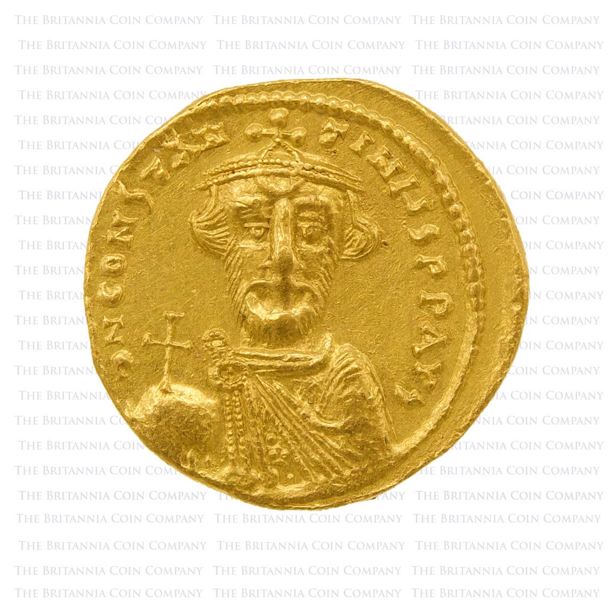 641-668 Constans II Gold Solidus Byzantine Constantinople Obverse