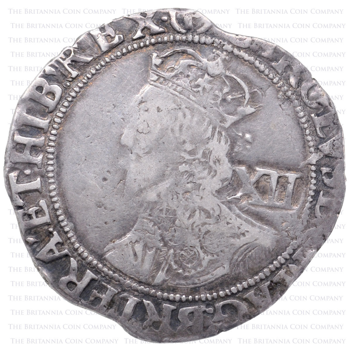 1643-4 Charles I Hammered Silver Shilling MM (p) Obverse