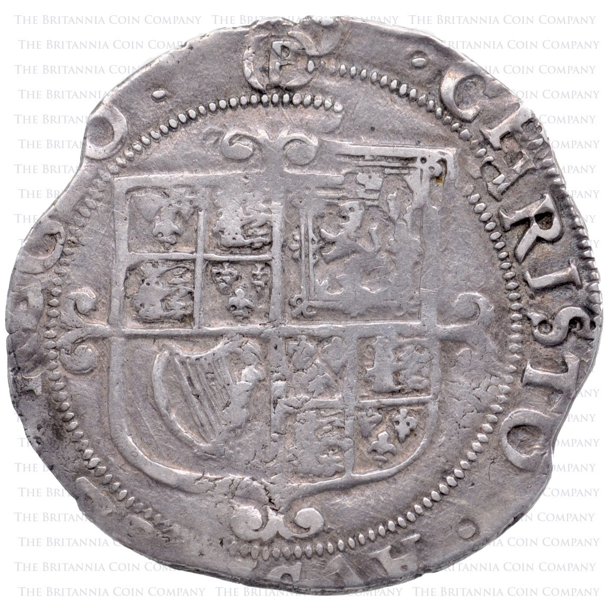 1643-4 Charles I Hammered Silver Shilling MM (p) Reverse