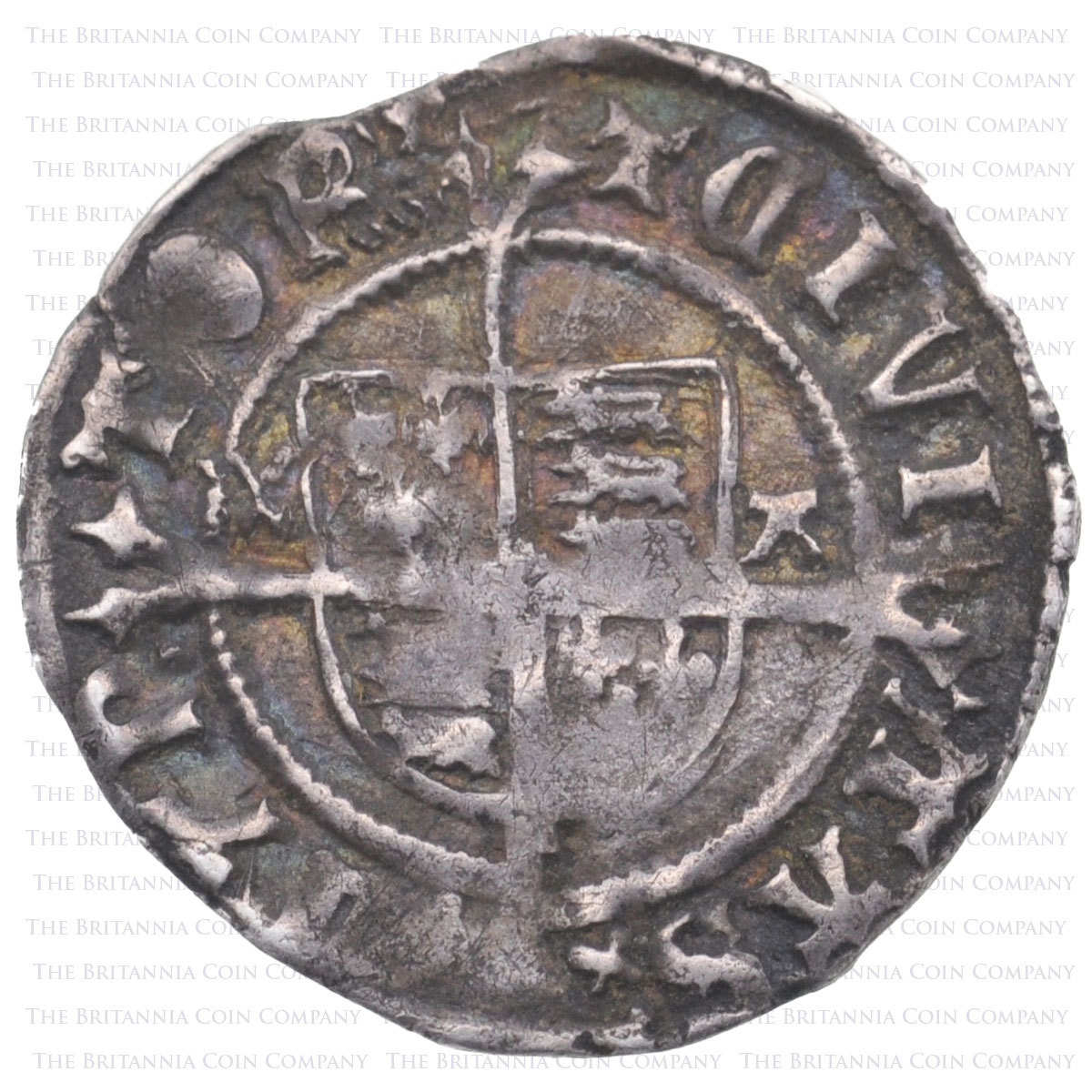 1526-32 Henry VIII Hammered Silver Halfgroat Arch. Warham Reverse