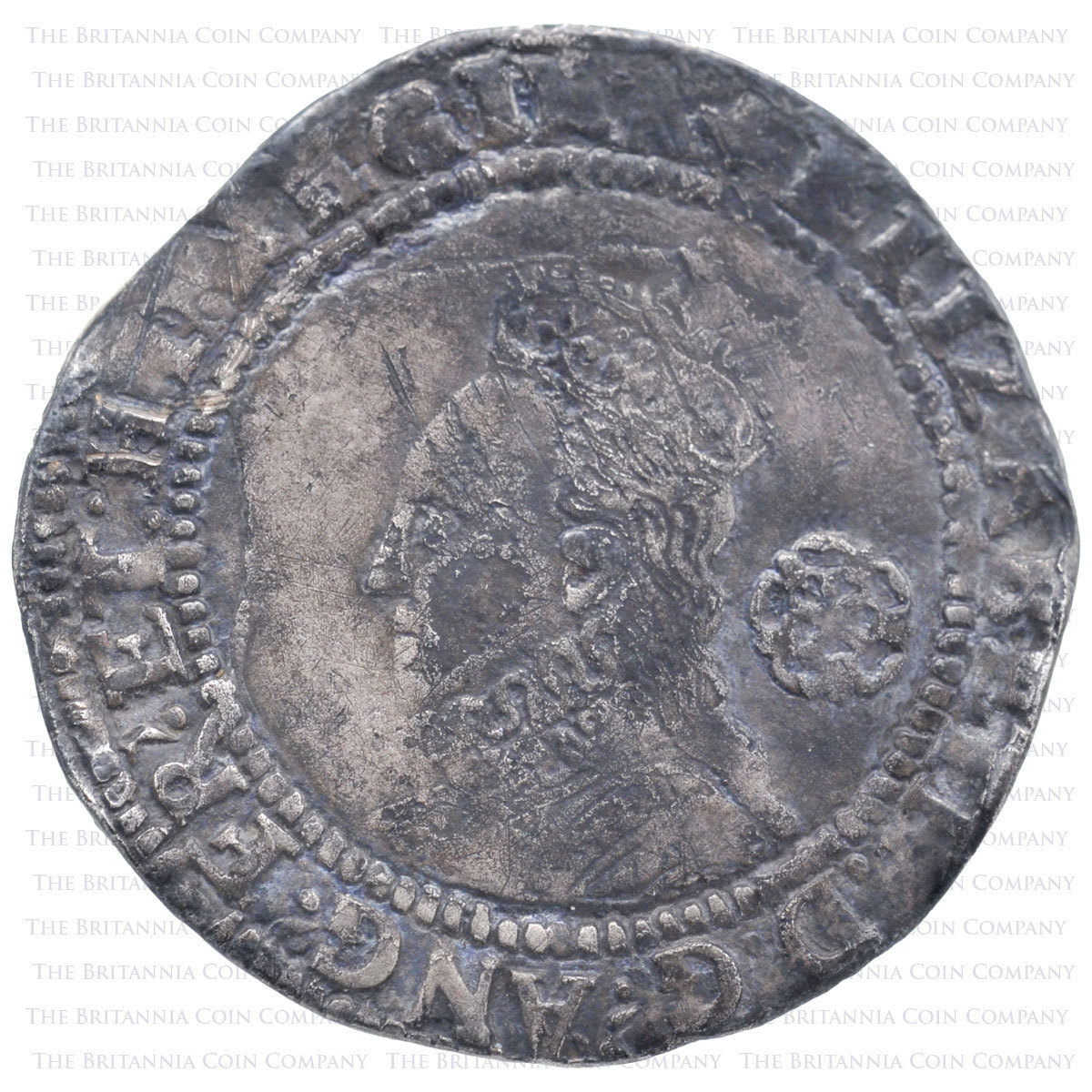 1577/1578 Elizabeth I Hammered Silver Sixpence MM Greek Cross Obverse