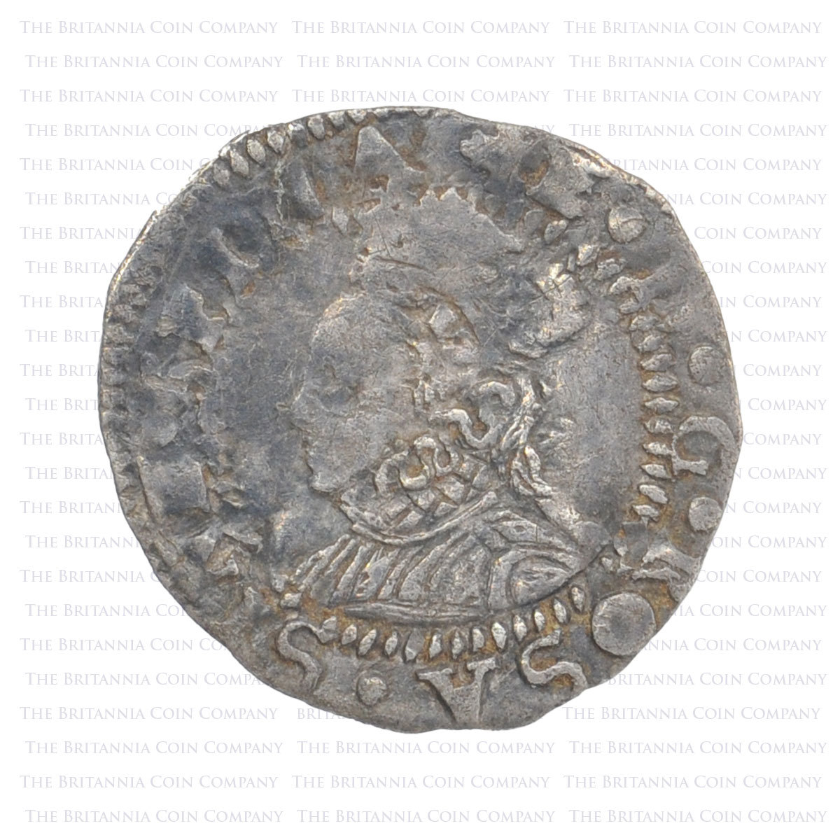 1560-1561 Elizabeth I Hammered Silver Penny MM Cross Crosslet Obverse