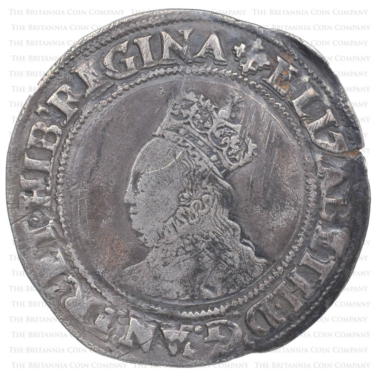 1560-1 Elizabeth 1 Hammered Silver Shilling mm ‘Cross-crosslet’ Obverse