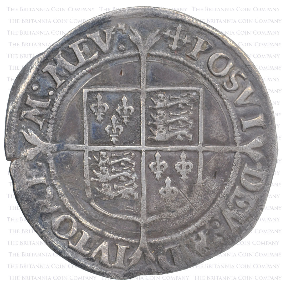 1560-1 Elizabeth 1 Hammered Silver Shilling MM ‘Cross-crosslet’ Reverse
