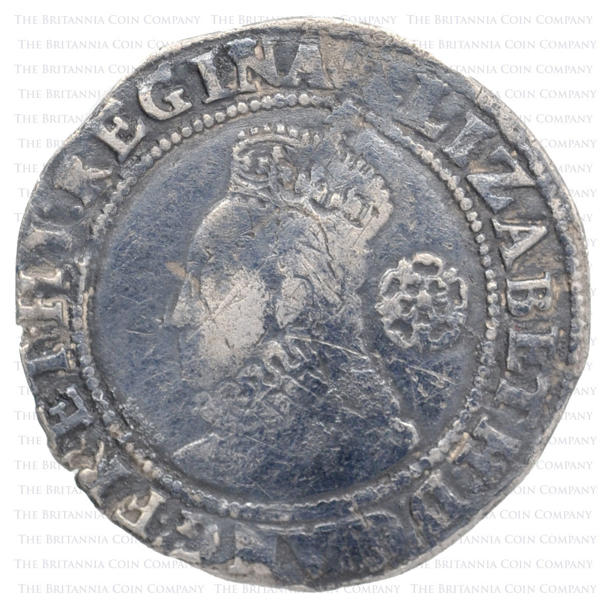1582 Elizabeth I Hammered Silver Sixpence MM Bell Obverse