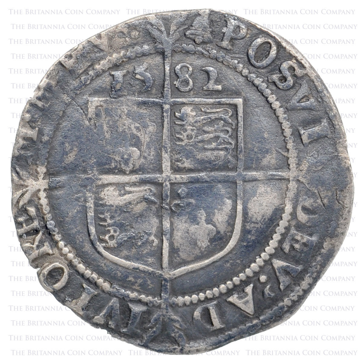 1582 Elizabeth I Hammered Silver Sixpence MM Bell Reverse