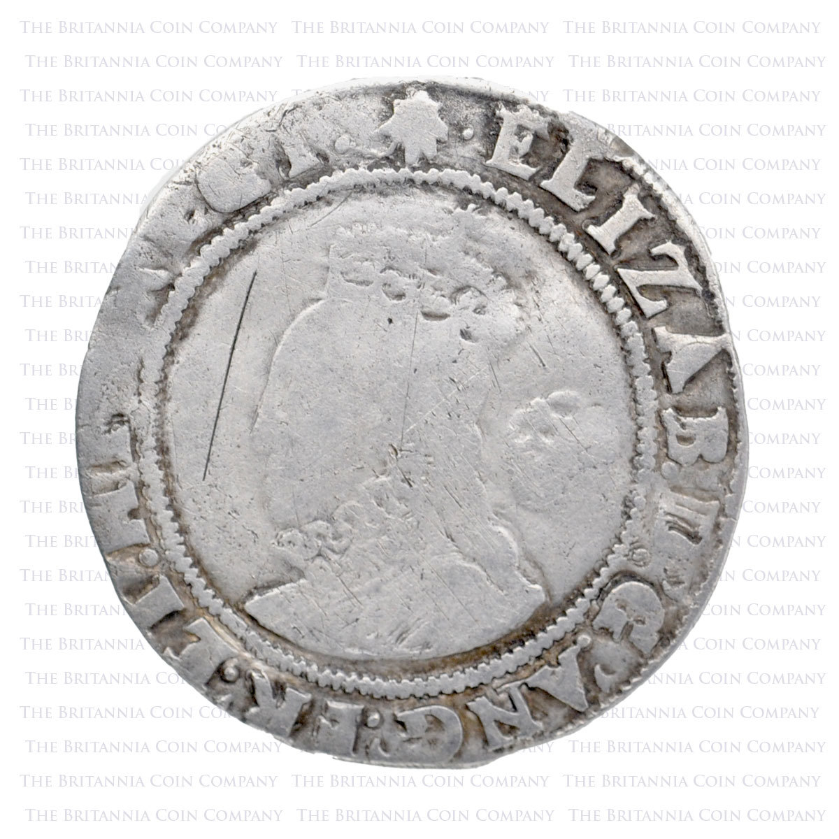 1585 Elizabeth I Hammered Silver Sixpence mm ‘Escallop’ Obverse