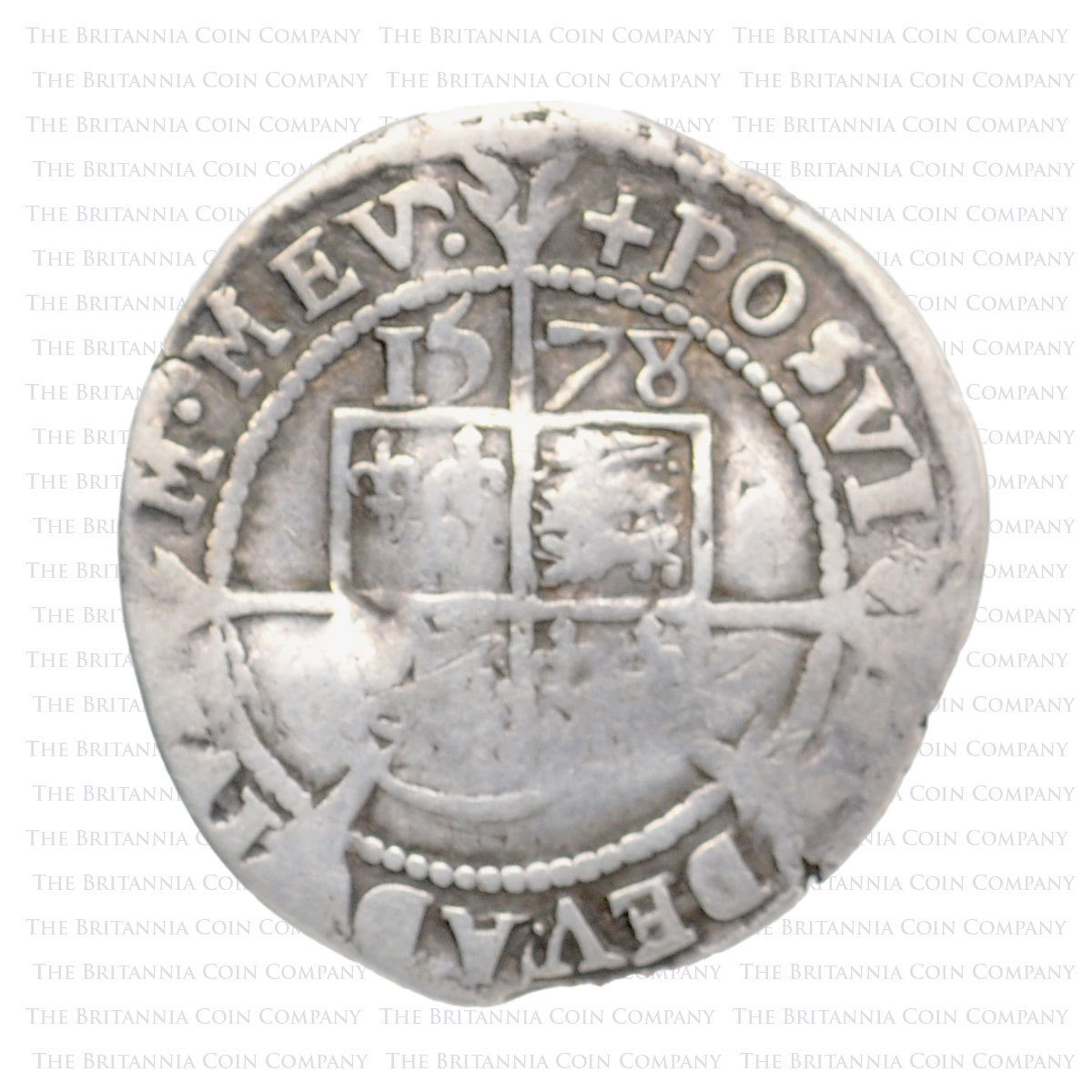1578 Elizabeth I Hammered Silver Threepence mm ‘Greek cross’ Reverse