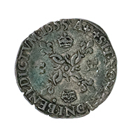 1555 Henry II Hammered Billon Douzain French Obverse Thumbnail