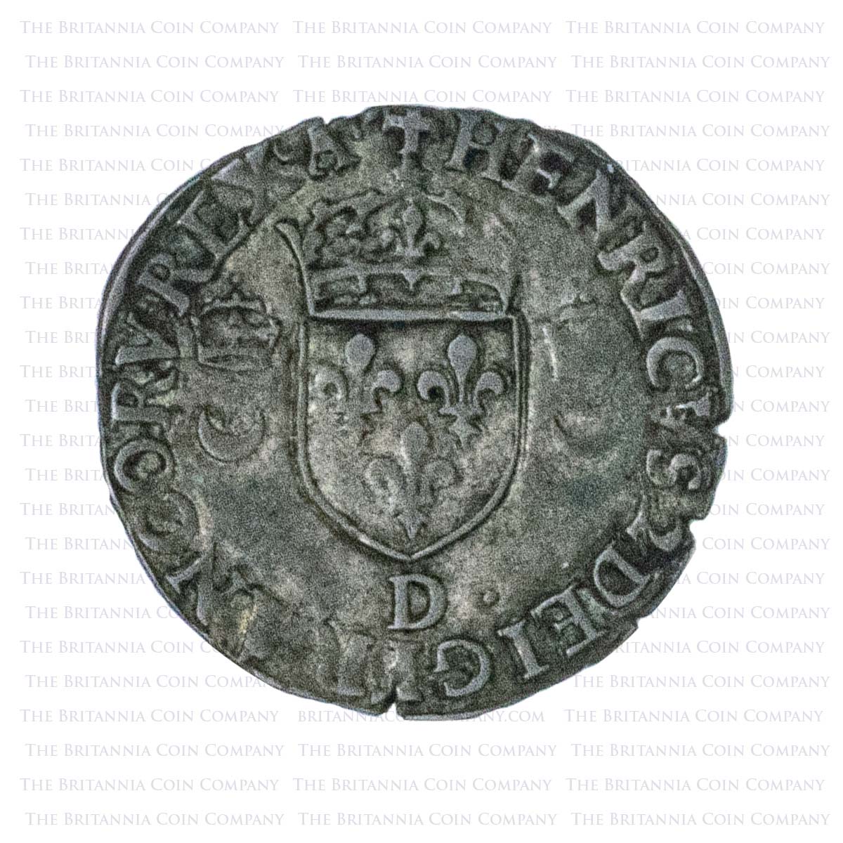 1555 Henry II Hammered Billon Douzain French Reverse