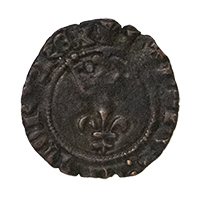 1421 Charles VI Hammered Billon Double Tournois France Obverse Thumbnail