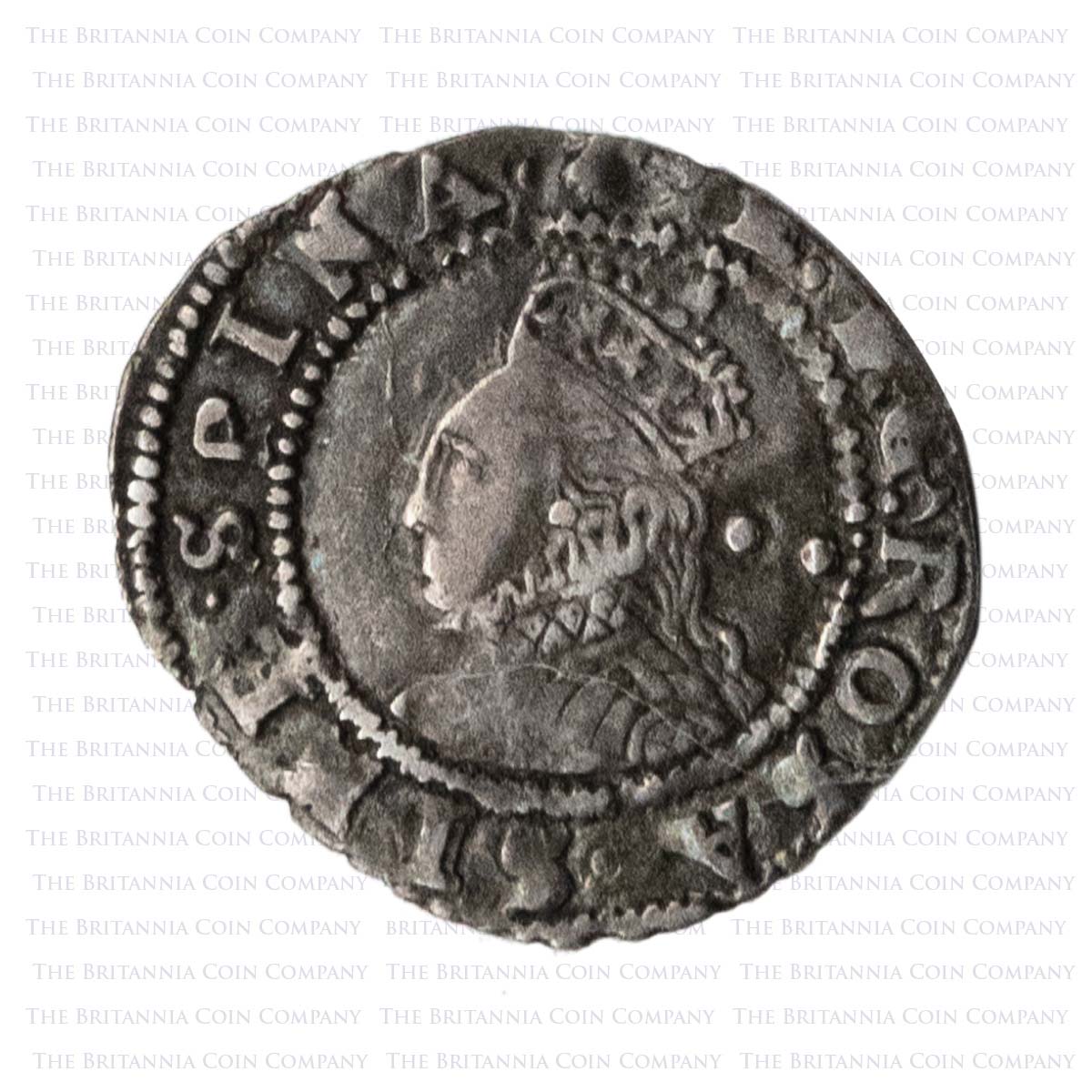 1584-1586 Elizabeth I Hammered Silver Halfgroat MM Escallop Obverse