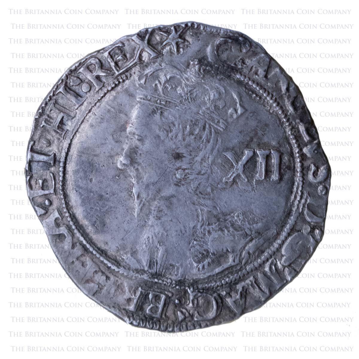 1640-1641 Charles I Hammered Silver Shilling Group F MM Star Obverse